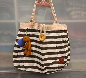 Brand Unknown Brown and White Tote with Rope Handles
